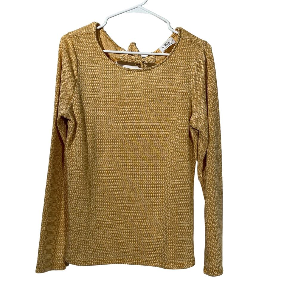 Kayleigh Yellow & White Bow Tie Chevron Top Womens Size XL Fall